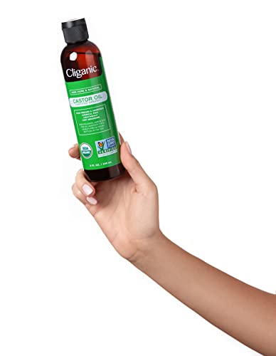 Cliganic Usda Organic Castor Oil, 100% Pure (8Oz With Eyelash Kit) - For Eyelashes, Eyebrows, Hair & Skin | Natural Cold Pressed Unrefined Hexane-Free | Diy Carrier Oil 90 Days Warranty #TOP5