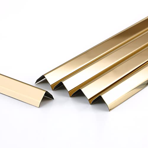 Trimold L Molding Stainless Steel Corner Guards with 90° Angle for Wall Cabinet Baseboard Protection and Decoration, 2.9ft x 0.59in (6pcs)