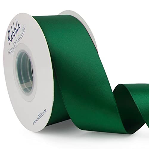 Ribbli Forest Green Double Faced Satin Ribbon 1-1/2 x Continuous 25 Yards Use for Craft Bows Bouquet Gift Wrapping Wedding Decoration Floral Arrangement