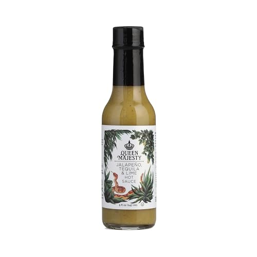 Queen Majesty Jalapeño, Tequila & Lime Hot Sauce, 5 oz - All Natural, Vegan, Kosher, Gluten Free, non GMO, No Sugar, Made in the USA, Award Winning