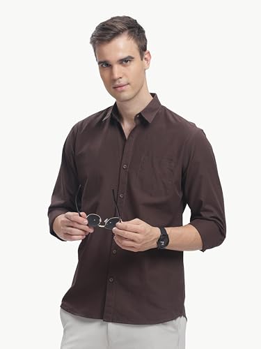 Image of Men's Cotton Linen Solid Shirt | Slim Fit Full Sleeve Casual Shirt | Lightweight | Breaethable | Stylish