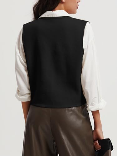 Image of Wowcarbazole Women's Cropped Sweater Vest Sleeveless V Neck Button Down Casual Knit Cardigan Vest Trendy Knitted Tank Tops