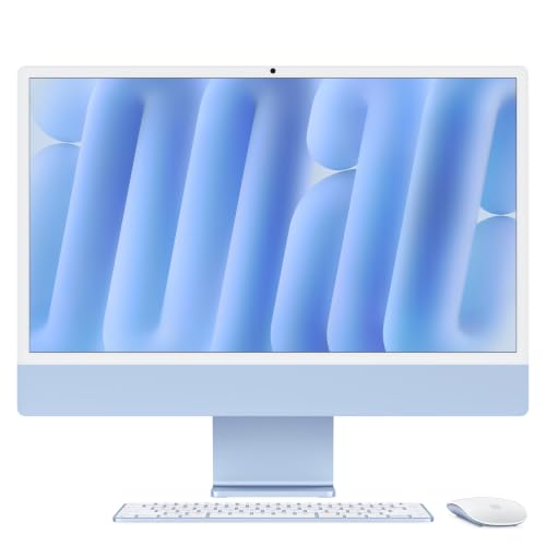 Image of Apple iMac All-in-One Desktop Computer with M4 chip with 8-core CPU and 8-core GPU: 24-inch Retina Display, 16GB Memory, 512GB Storage; Blue