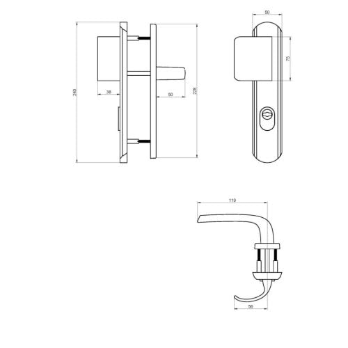 Srebrny uchwyt do drzwi paliwa - Klucz I - Secumax up - krowa