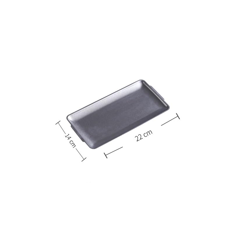 Bandejas Servir Comida Bandeja de Taza té Acero Inoxidable Metal Retro, postres café Rectangular, Bandeja Kebab for Barbacoa Mesa Cama(A)