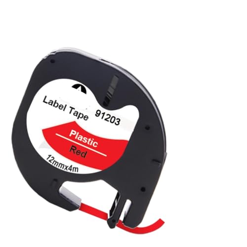 MCUXMVUMI 1 PCS Multicolor Label Tape Compatible con 91201 12267 91202 91203 91204 91205 91200 para el Fabricante de Etiquetas LT100H(Red)