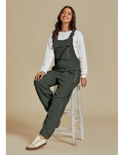 Luvamia Sherpa Fleece Overalls - Women's Baggy Jumpsuit - Army Green - Size 4/6 - image 8