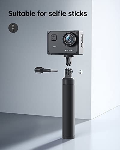 WOLFANG Caméra Sport 4K 60FPS, GA300 20MP Grand Angle Écran Tactile WiFi Caméra Étanche, Zoom 8X Stabilisateur EIS Appareil Photo (Microphone, Télécommande, 2 Piles 1350mAh et Kit d'accessoires) - Image 4