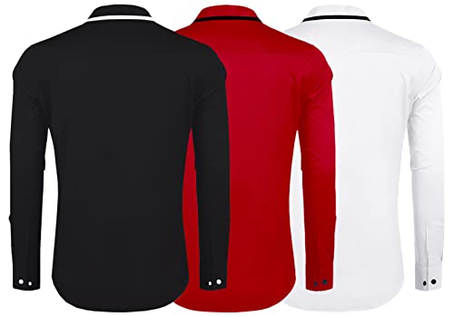 Image of Zombom Combo of Men's Cotton Blend Solid Regular Fit Casual Full Sleeves Shirts (Pack of 3)