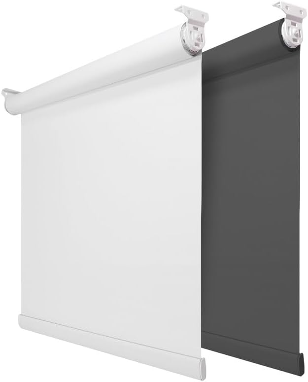 IN FRAME Cordless Blackout Roller Shades for Windows, 28" W x 72" H, White
