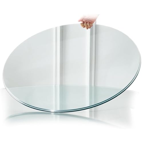 Mesa redonda de cristal templado de 68 cm, para cocina, comedor o mesa auxiliar, muebles de patio al aire libre, transparente, 68 cm, diseño de borde redondo