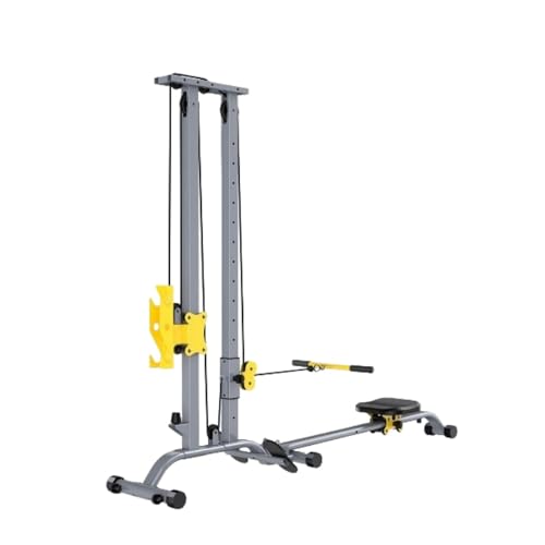 JICOMUS多機能トレーニングマシン - ラットプルダウン/懸垂マシン/ケーブルマシン搭載 ホームジム用 バーベルラック&ベンチプレス台一体型 ハーフラック設計 チンニングスタンド付き 業務用・家庭用筋トレマシン (グレーにはダンベルは含まれません)