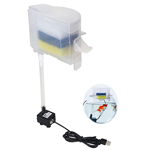 UPETTOOLS Fish Tank Filters,3-Stage Aquarium Filters with Water Pump,Ultra Quiet Aquarium Air Pump Bio Sponge Fish Tank Foam Filter for Round Fish Bowl Rimless Aquarium (5.5-7.87 inch)
