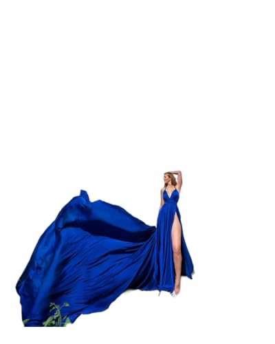 Royal Blue Long Flying Dress Flying Dress for Photoshoot Long Train Dress Photoshoot Dress Flowy Dress Satin Dress Santorini Flying Dress (M, BLUE)