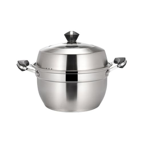 Marmite à soupe grande capacité et cuisson vapeur saine en inox double oreille