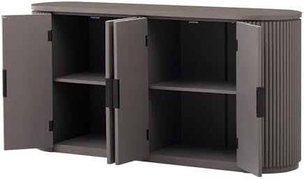 Adjustable Modern Veal Striped Door Storage Cabinet for Entryway, Living Room & Study – Stylish Organizing Solution with Versatile Design