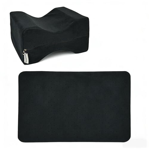 Knee Pillow Case 10x8x6 Knee Pillow Cover Replacement No-Pilling & Machine Washable Soft Comfortable Leg Pillow Cover Leg Pillow Case Replacement for Contour Support (Black)