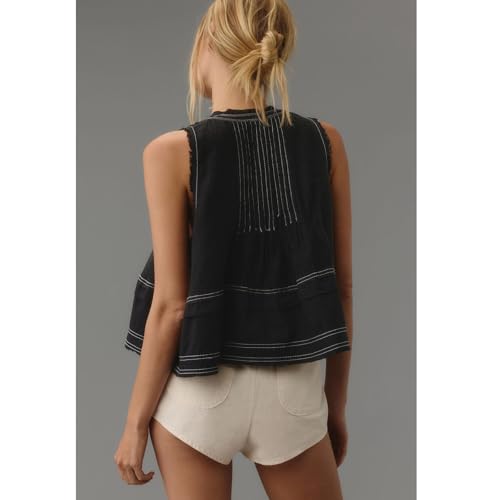 Women Y2k Embroidered Floral Swing Crop Tank Top Summer V Neck Linen Going Out Cropped Vest Beachwear4