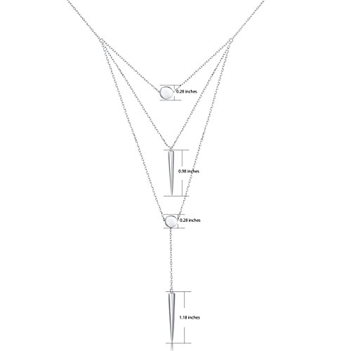 S925 Sterling Silver Multilayer Layered Connected Long Y Pendant Necklace For Women #TOP5