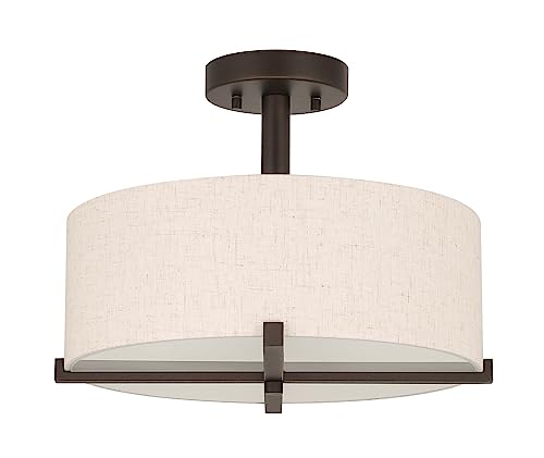 XiNBEi Lighting 3 Light Semi Flush Mount Ceiling Light Fixture, Drum Light with Fabric Shade, Modern Close to Ceiling Lamps for Bedroom, Dining Room, Kitchen, Hallway, Entry, Foyer by XiNBEi Lighting - Used condition - Image 5