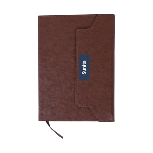 Image of Giftana Personalized Diary with Name, Customized Leather Notebook Diary with Magnetic Flip Lock, A5 Size, 192 Ruled Pages Office Diaries for Writing, Diwali Corporate Gifts for Employee (Brown)
