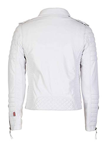 Image of Mens Distress Leather Jackets Motorcycle Bomber Biker Stylish Outerwear Zipper JacketWhite Jacket