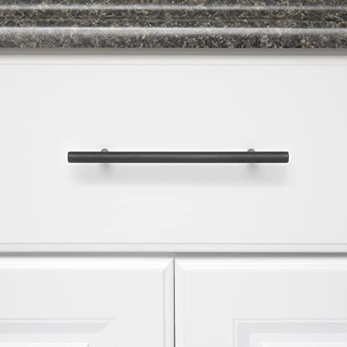 Image of South Main Hardware Euro Bar Cabinet Drawer Pull Handle (3 /8 inch Diameter), 7.38 inch Length (5 inch Hole Center), Oil Rubbed Bronze, Mounting Hardware Included, 10-Pack