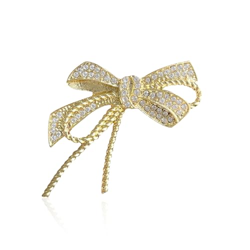 Image of Bow Brooch Pins for Women Vintage Rhinestone Crystal Statement Ribbon Bow Brooch Jewelry Gifts for Daily Wear Parties Weddings