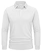 TACVASEN Mens Long Sleeve Shirts Quick Dry Golf Polo Shirt Tactical Polo Shirts Lightweight T Shirt White,3XL #2