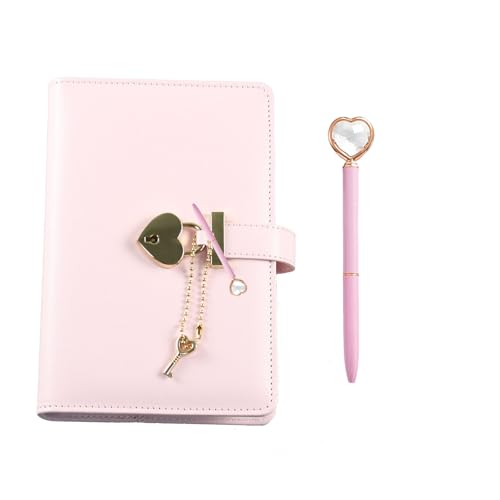 CLDURHGE A6 Carnet de notes avec cadenas en forme de cœur avec clé, Journal Intime Fille Cadeau Secret avec Cadenas et Clé, Stylo Diamant Cœur, 190x120mm,...
