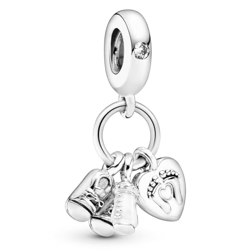 PANDORA Baby Bottle & Shoes Dangle Charm - Compatible Moments - Jewelry for Women - Made with Sterling Silver, Cubic Zirconia & Enamel - Gift with Gift Box2