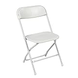 Ontario Furniture: Stackable White Metal Folding Chair, 800-Pound Weight Capacity, Premium Steel Frame with Plastic Seat and Back