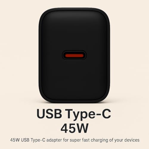 Image of 45W C-Type Turbo Power Charger Adapter Compatible with Motorola Edge 60 Pro /Fusion /Edge 50 Fusion /Edge 50 Ultra /50 Pro /Razr 50 Ultra /Moto G45 /G54 /Moto E40 / Laptop & Support Other USB C Devise, Black