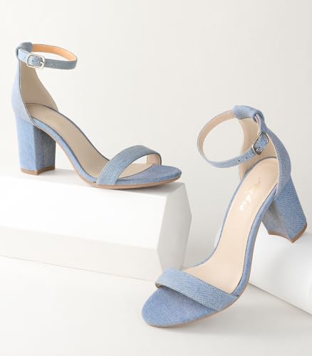 Image of Ankis Heels for Women Open Toe Ankle Strap Chunky Heel Sandals 2.75 Inch