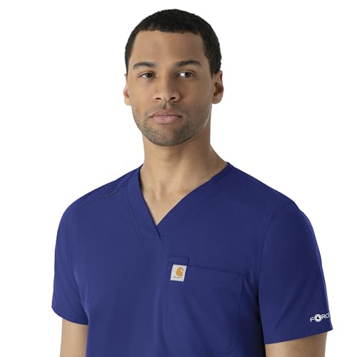 Carhartt Force Essentials Men's V-Neck Shirttail Scrub Top, Galaxy Blue - image 3