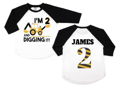 Construction 2nd Birthday Shirt I'm Two Year Old Baby Boy T-Shirt for Toddler Digging It Theme Kids Tees Personalized Shirt