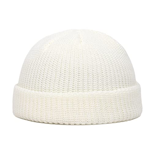 SUWIAKLALL Chapéu gorro masculino decoração gorro touca confortável para clima frio, Branco