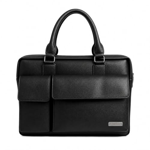 Image of Laptop Messenger Bag for Men & Women | Premium PU Vegan Leather Office Bag | Stylish Shoulder Bag Fits up to 15.6″ Laptop - Ideal for Work, Travel & College