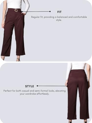 Image of Leriya Fashion Women's Ankle Fit High Rise Trousers High-Waisted Pant| Korean Trousers