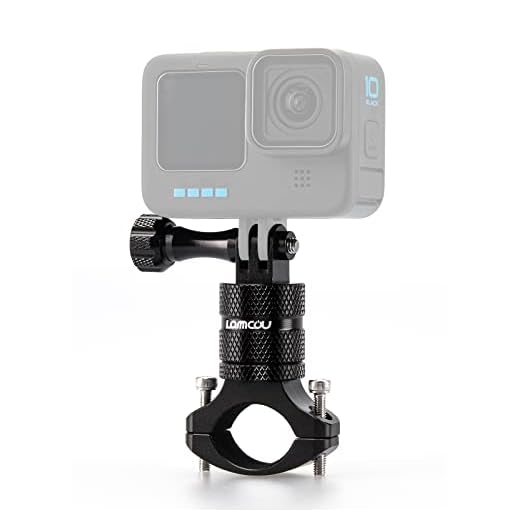 Lammcou Soporte para Bicicleta para Cámara de Acción, Soporte para Manillar de Aluminio Compatible con Hero 9 8 7 6 Session 4K Osmo Actioncam Bike Mount, Negro