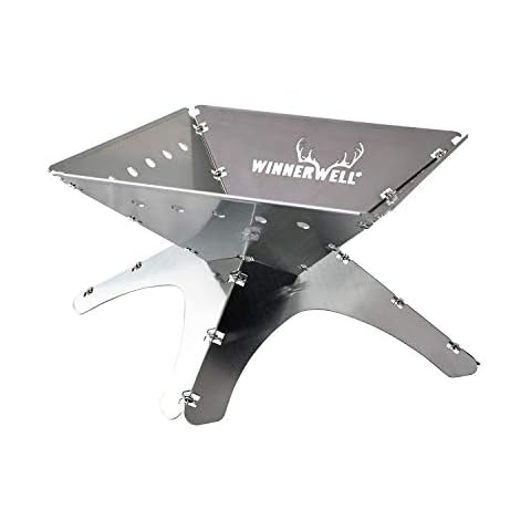 Winnerwell Flatfold Fire Pit - Medium | Portable Stainless Steel Fire Pan Cover