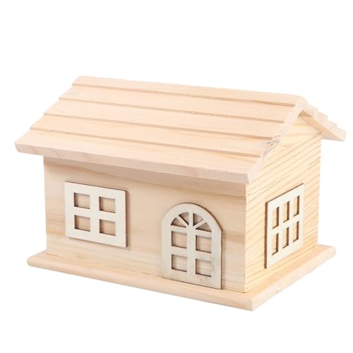 Ipetboom Caja de Madera para Guardar Dinero y Objetos Pequeños, Diseño Casa Pintada a Mano, Organizador de Escritorio, Decoración Funcional para Hogar, Caja Decorativa Vintage, Soporte