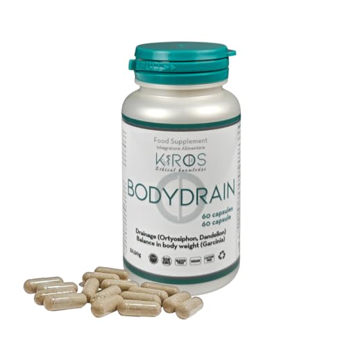 BODYDRAIN - Integratore Drenante, Metabolico e Lipolitico con Garcinia Cambogia, Orthosiphon, Tarassaco, Biancospino, Cardo Mariano, Cromo e Quercetina, 60 Capsule Vegetali