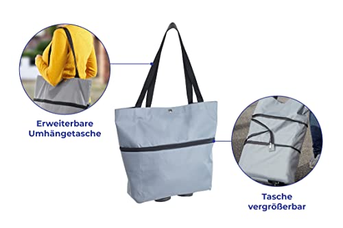 Maximex Einkaufstrolley 3in1 - faltbare Einkaufshilfe, Polyester, 32 x 50 x 15 cm, Grau – Bild 3