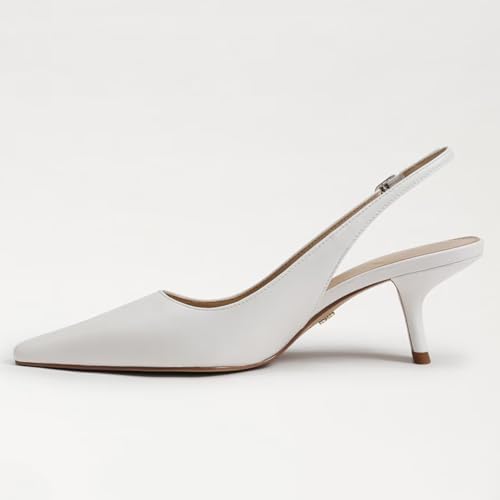 olomisa Slingback Pumps for Women, Kitten Heels with Pointed Toe Low Heel Sandals Ankle Buckle Strap Heels Slip-On Pumps2