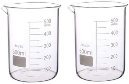 Boro 3.3 Glass Graduated Measuring Beaker for Lab or Kitchen (2x500ml)