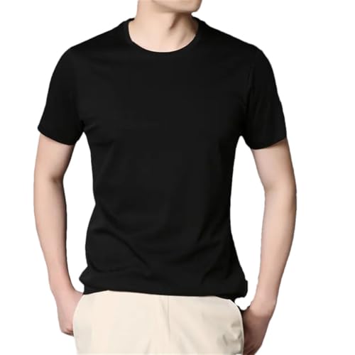 T-shirt en coton mercerisé noir col rond homme XXL de qualité premium