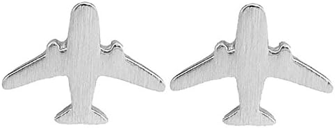 Winwest 925 Sterling Silver Aircraft Model Stud Earrings- Plane Post Earrings