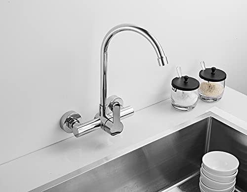 Kitchen Sink Faucet Chrome Wall Mount 360° Swivel Single Handle Restaurant Bar Utility Sink Faucet In Wall Faucet Kitchen Faucet Laundry Commercial #TOP2