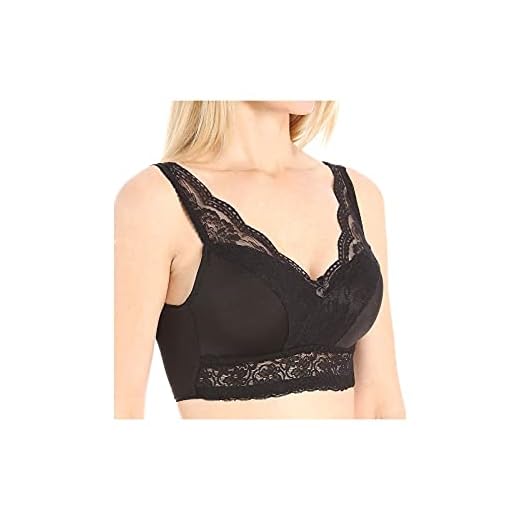 Ahh By Rhonda Shear Women's Pin-Up Lace Wireless Full Coverage Leisure Bra, Black, X-Large